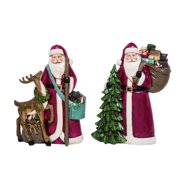 The Holiday Aisle® 2 Piece Resin Christmas Classic Santa Claus Set